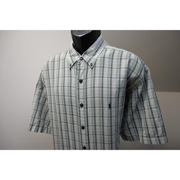 VTG Ralph Lauren Sport Button Up Shirt Short Sleeve Plaid Button Up Mens Size XL - Picture 2 of 7